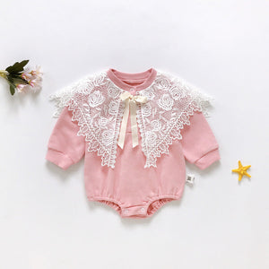 Triangle Laced Collar Pastel Baby Romper