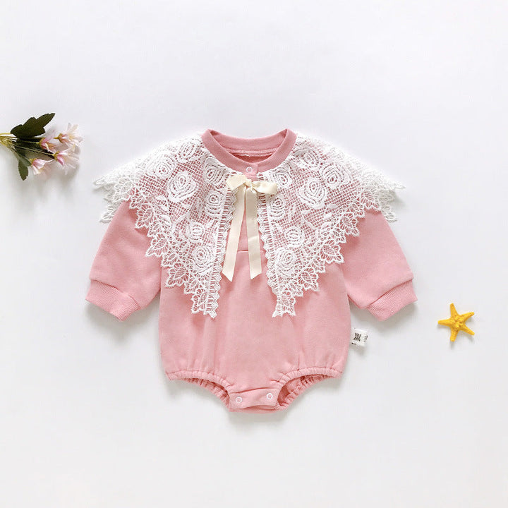 Triangle Laced Collar Pastel Baby Romper