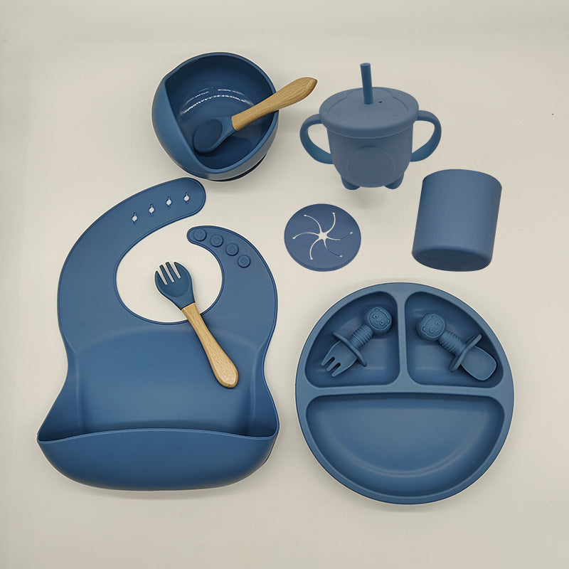 Baby Silicone Feeding Tableware Set Learning Spoon Bowl