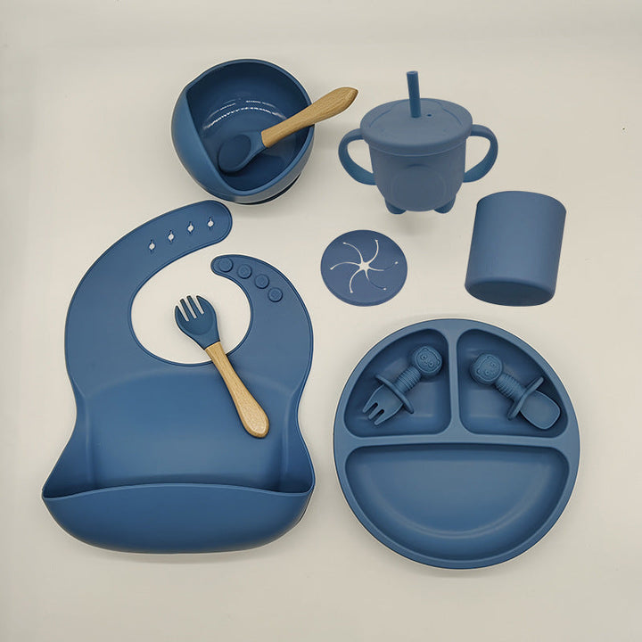Baby Silicone Feeding Tableware Set Learning Spoon Bowl